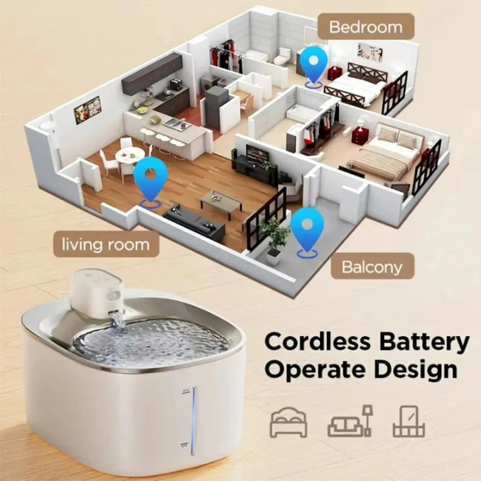 Draadloze waterfontein 4L met Bewegingssensor - Ultra Stil en Duurzaam voor Katten en Honden