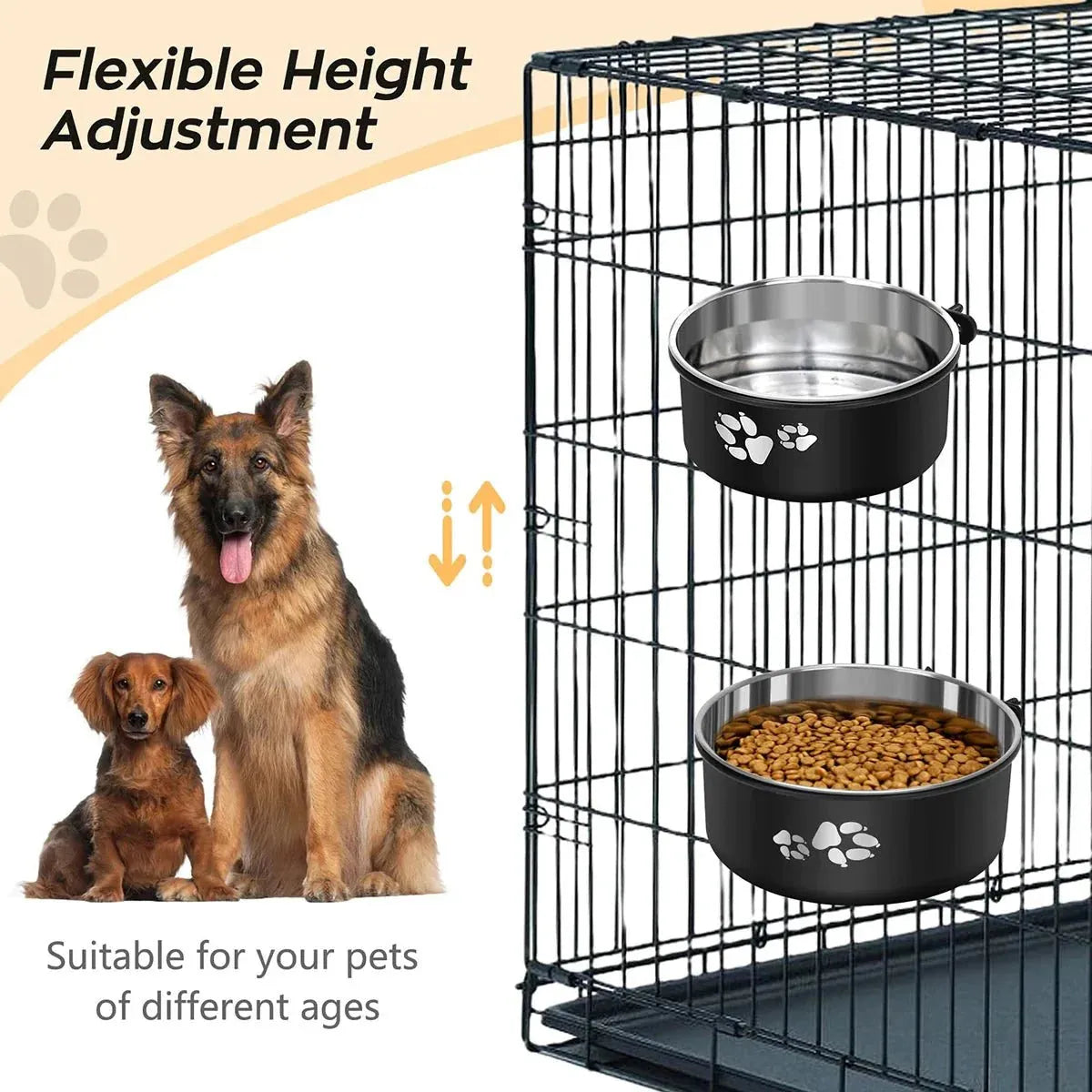 Roestvrijstalen Hangende Waterbak voor Honden en Katten - Spill-Proof Ontwerp, Makkelijk Schoon te Maken