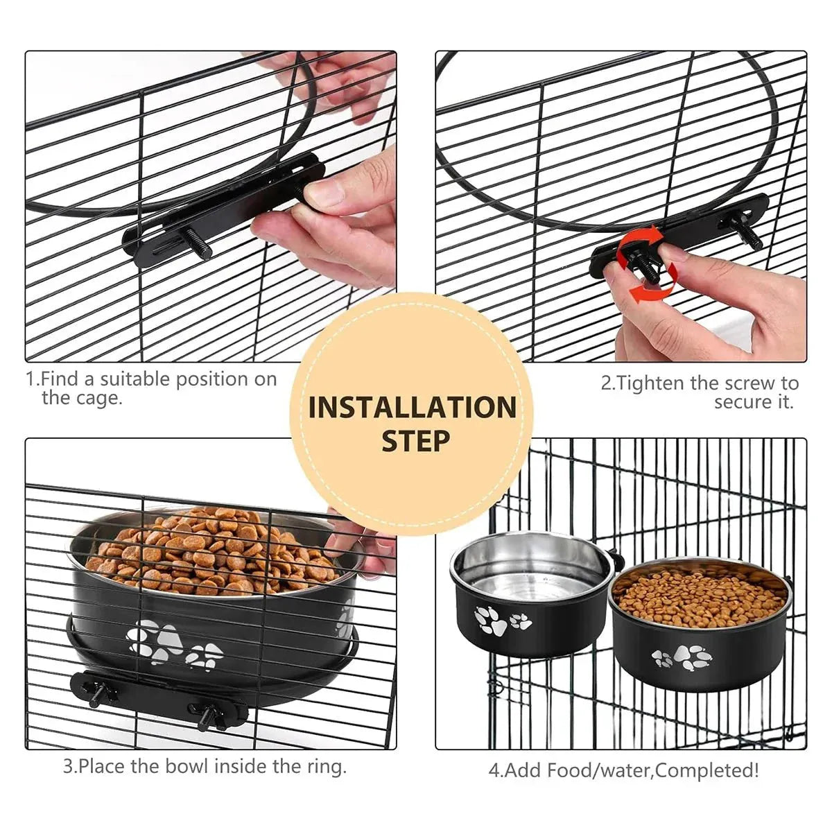 Roestvrijstalen Hangende Waterbak voor Honden en Katten - Spill-Proof Ontwerp, Makkelijk Schoon te Maken