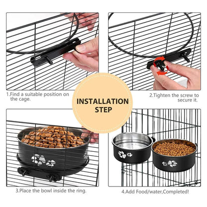 Roestvrijstalen Hangende Waterbak voor Honden en Katten - Spill-Proof Ontwerp, Makkelijk Schoon te Maken